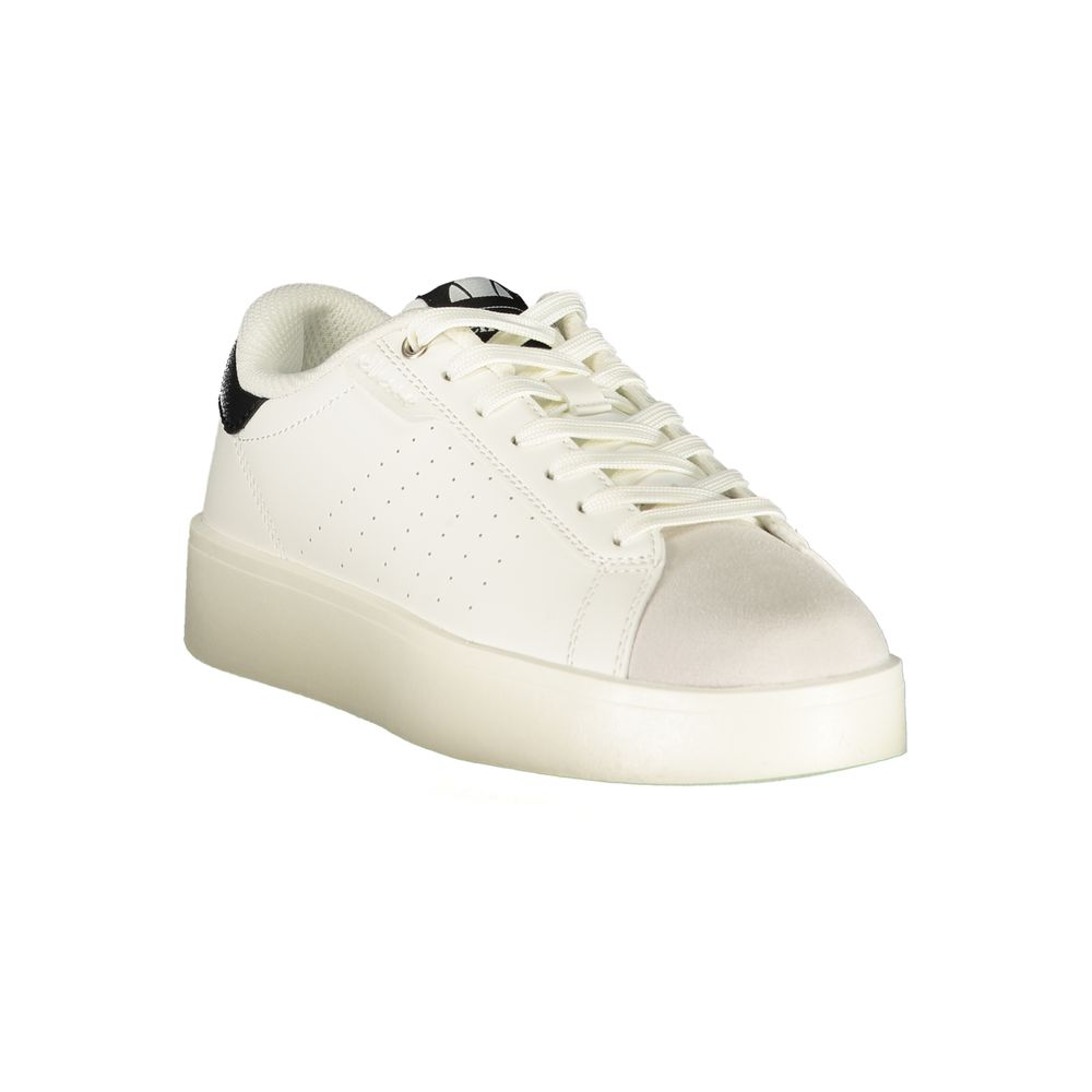 White Polyurethane Women Sneaker