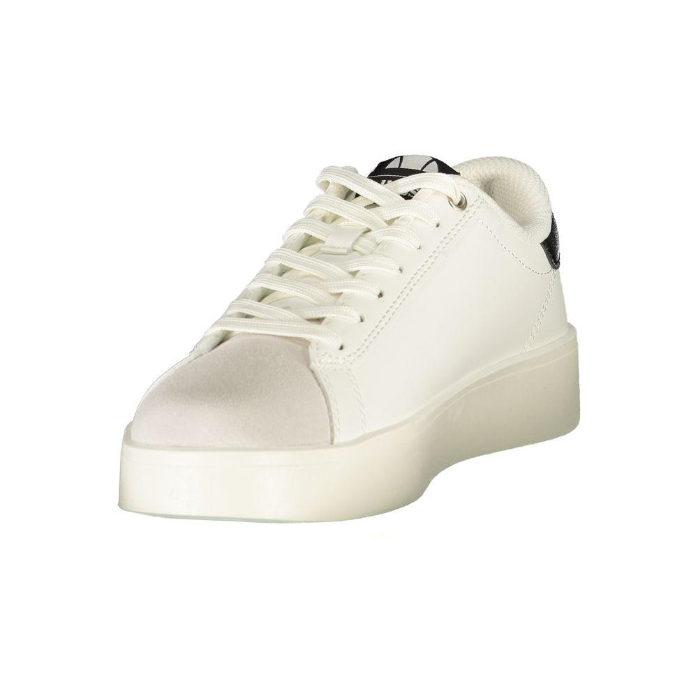 White Polyurethane Women Sneaker