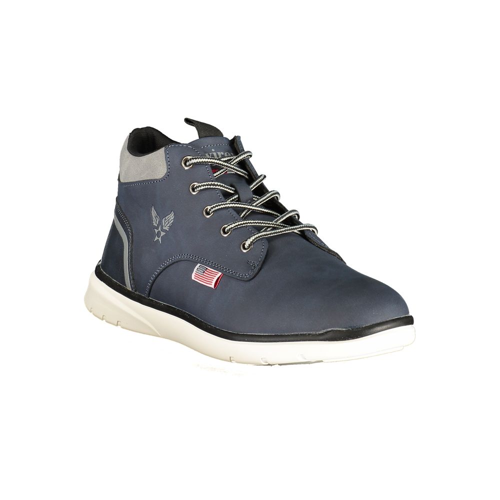Blue Polyurethane Men Ankle Boot
