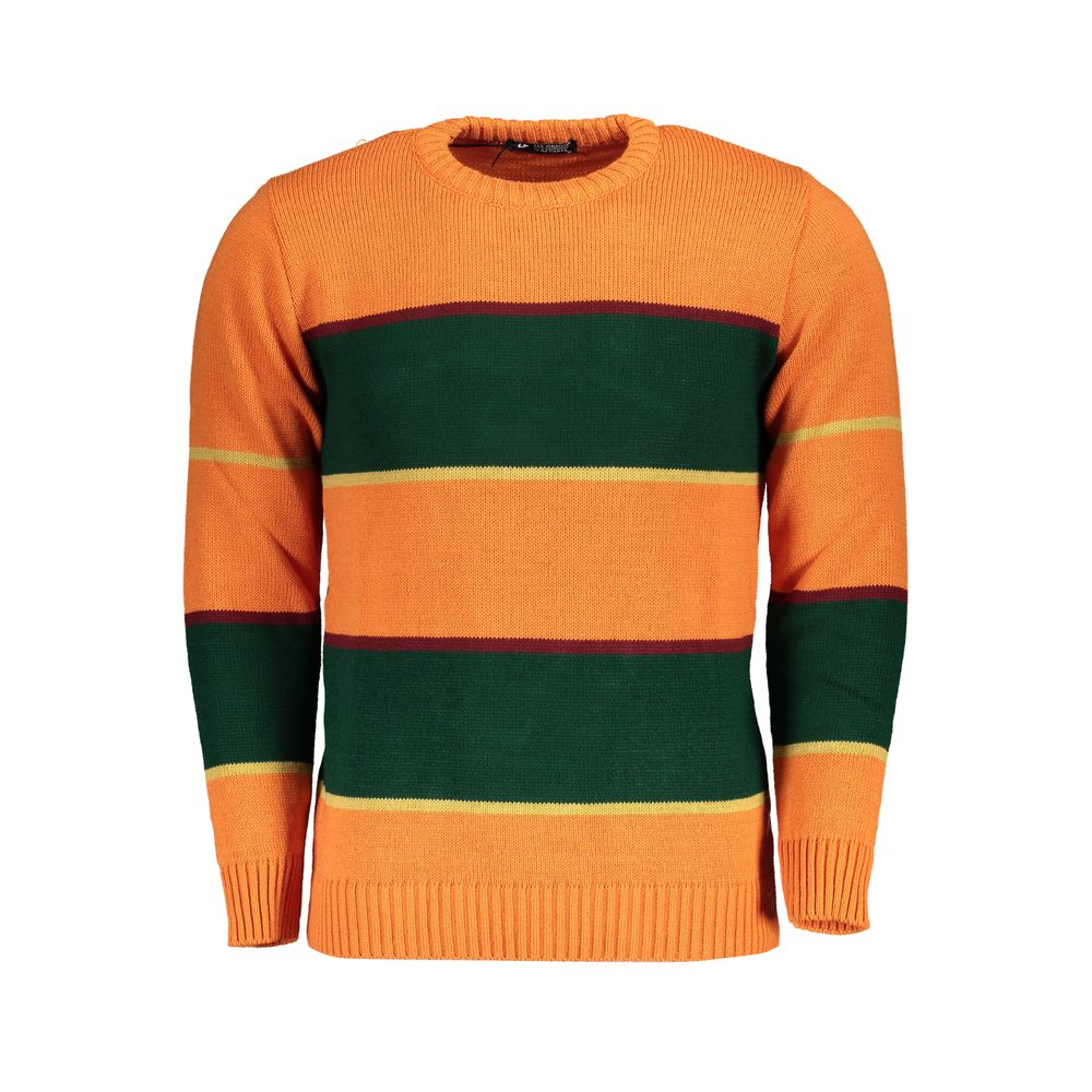 Orangefarbener Acryl-Herrenpullover
