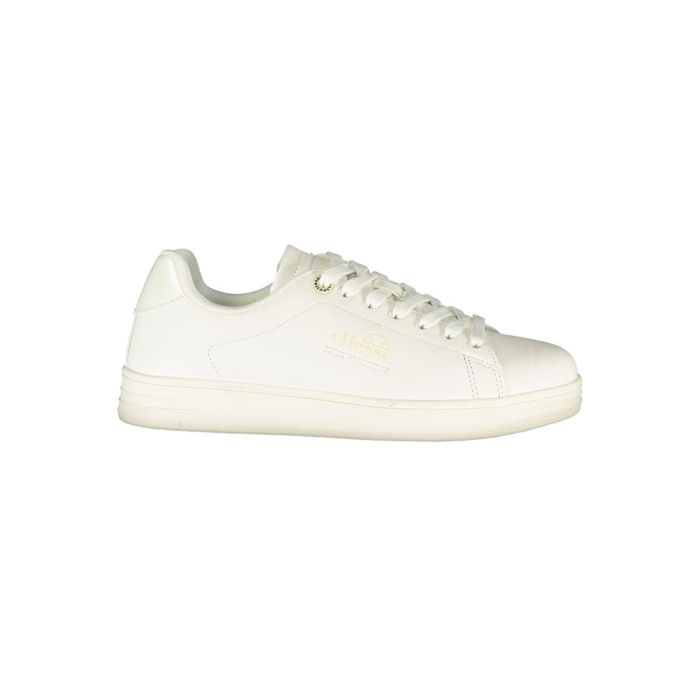 White Polyurethane Women Sneaker