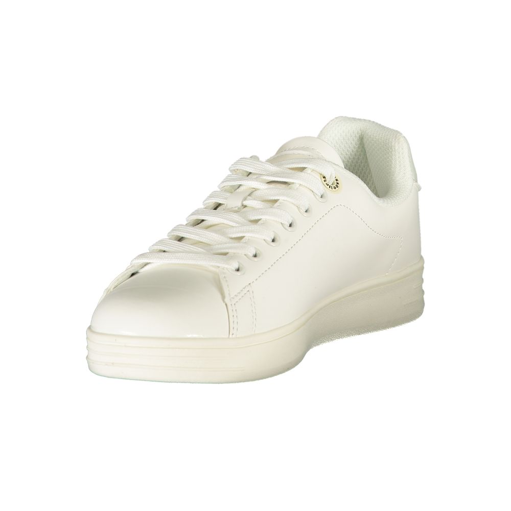 White Polyurethane Women Sneaker