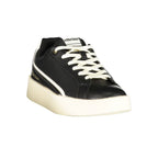 "Black Polyurethane Women's Sneaker"