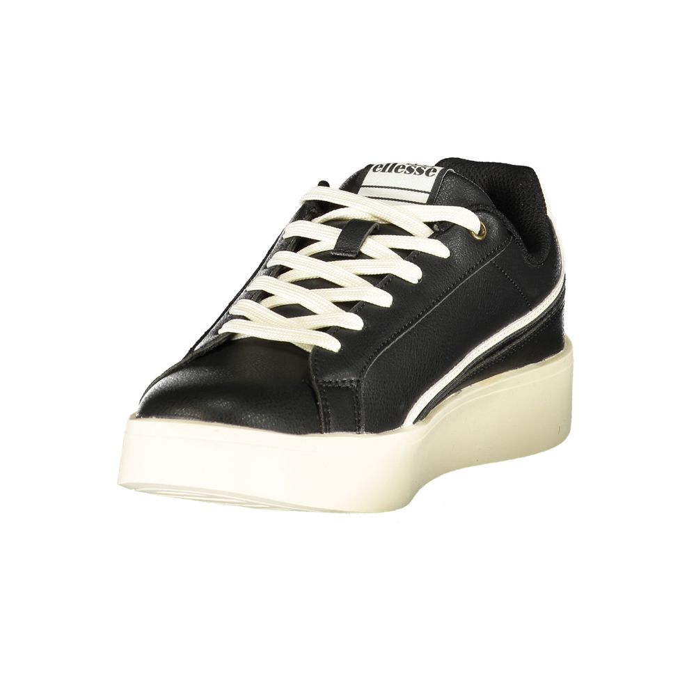 "Black Polyurethane Women's Sneaker"