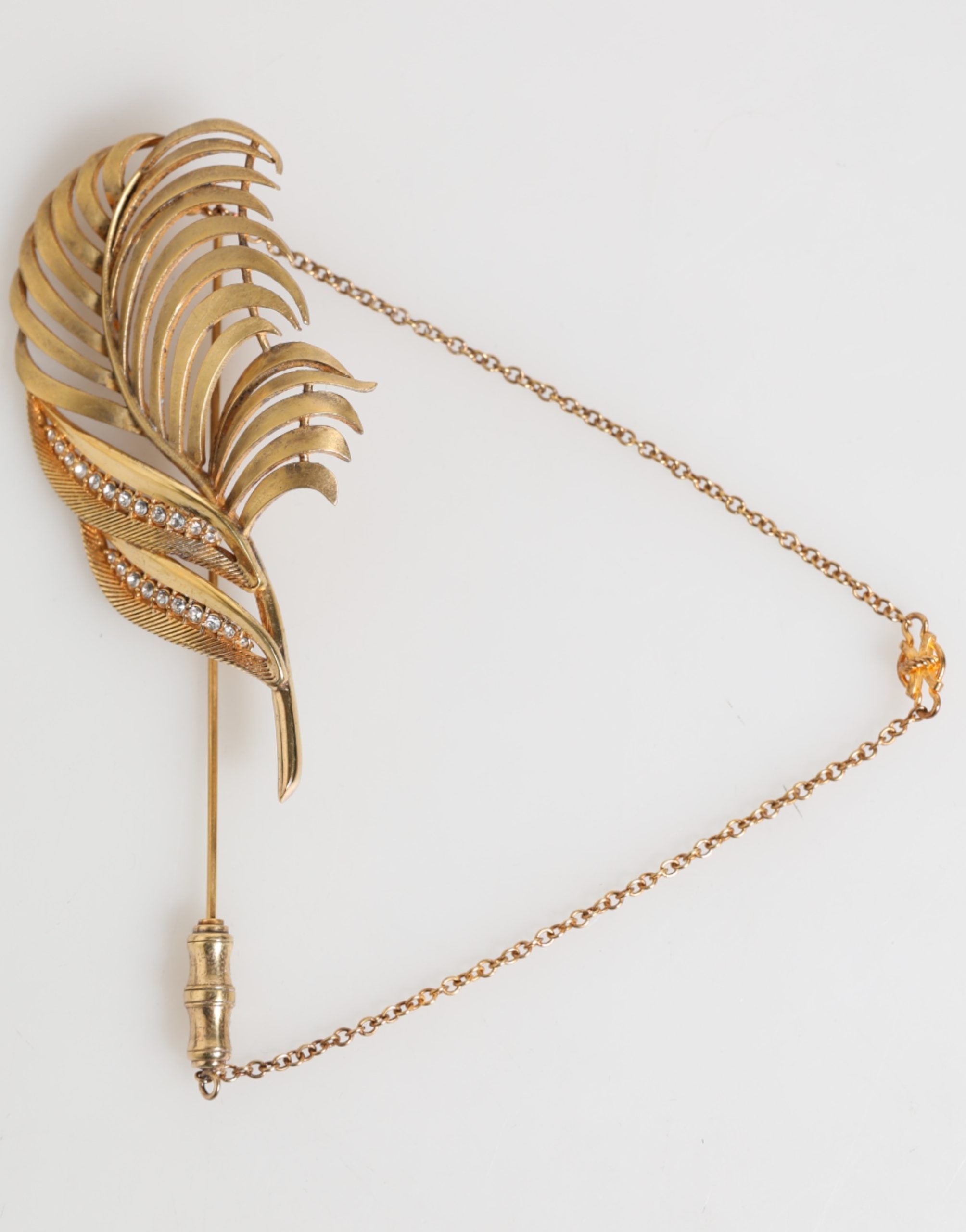 Anstecknadel Brosche Gold Sterling Silber 925 Blatt verziert