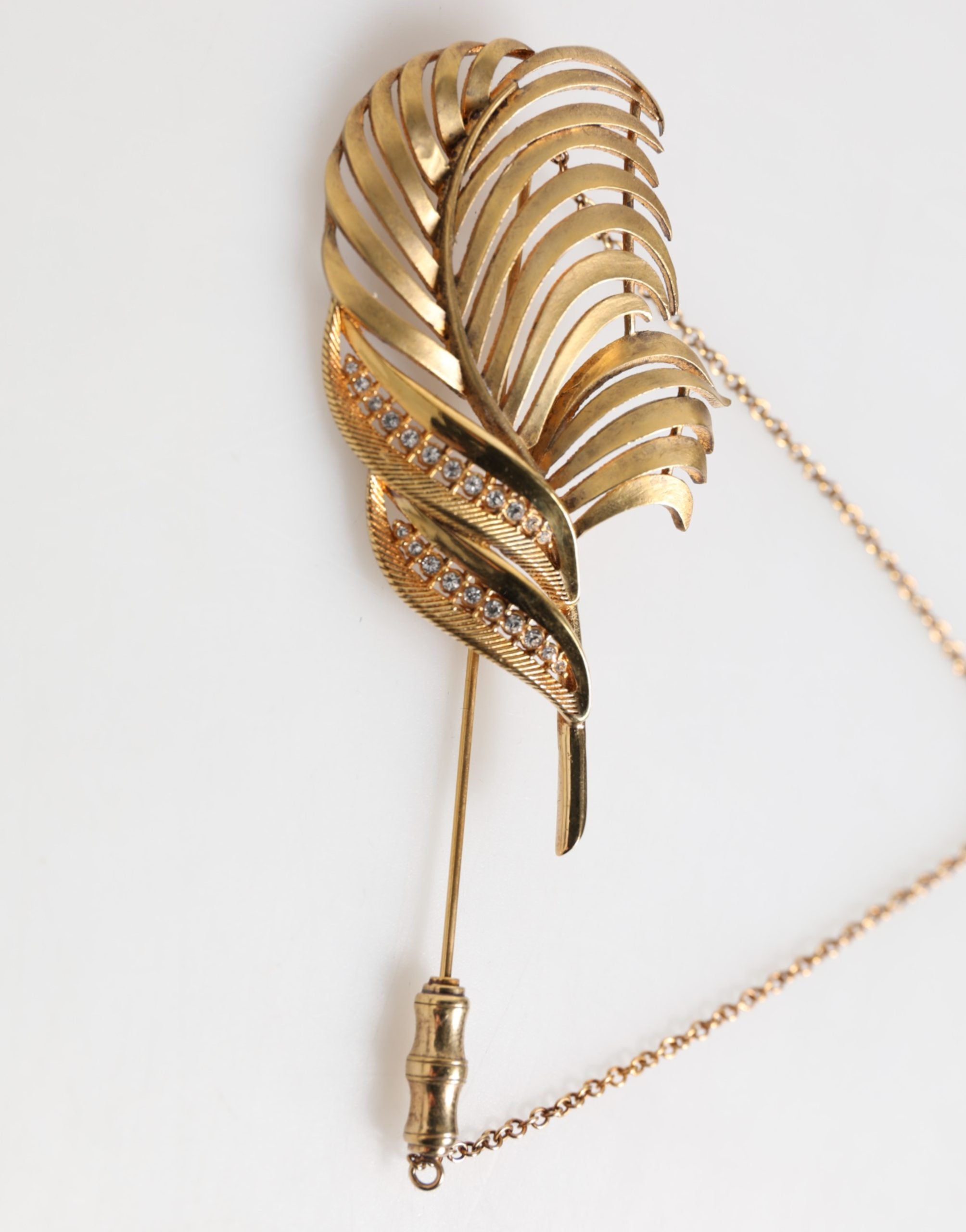 Anstecknadel Brosche Gold Sterling Silber 925 Blatt verziert