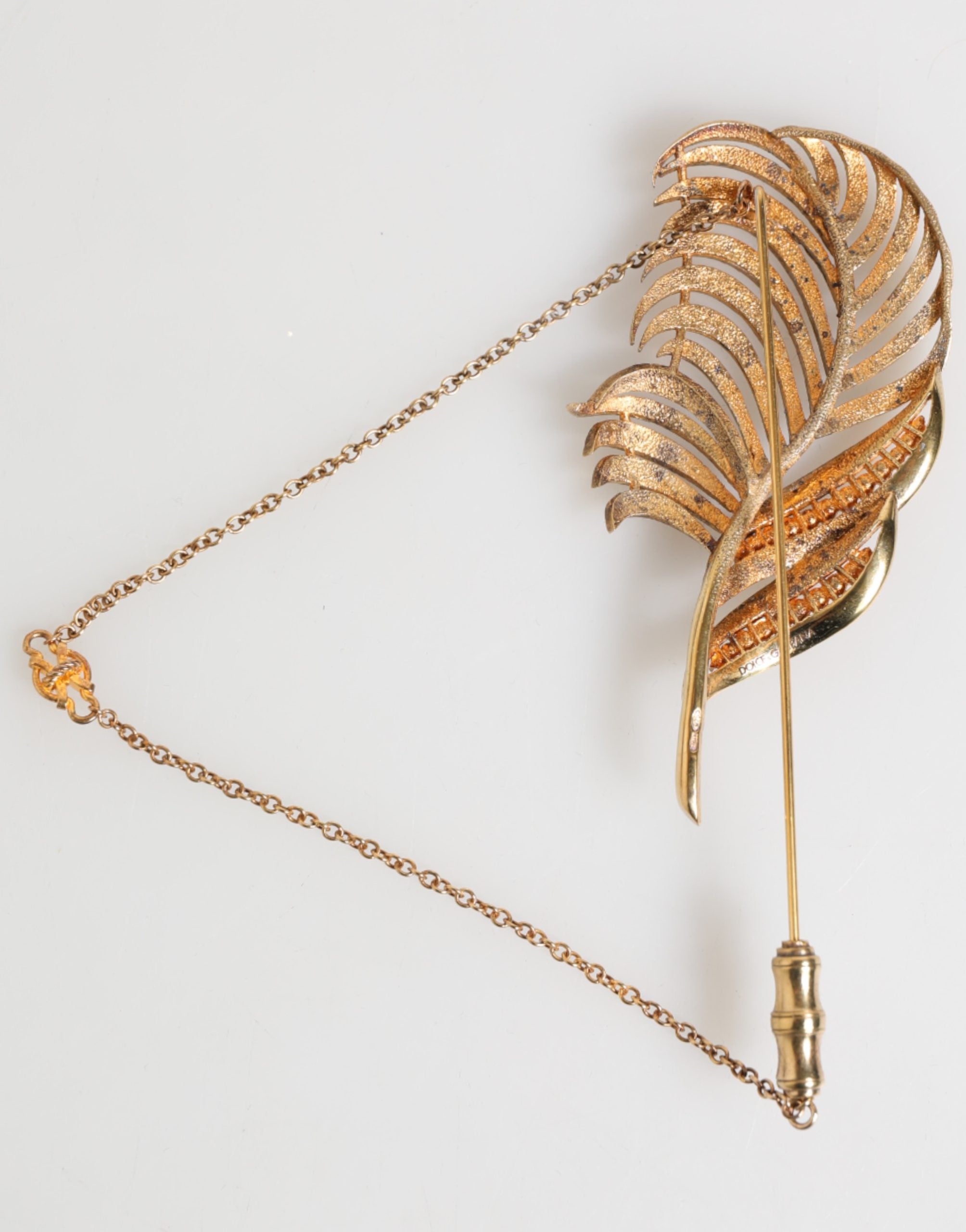 Anstecknadel Brosche Gold Sterling Silber 925 Blatt verziert