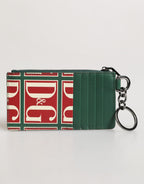Geldbörse aus grünem Kalbsleder mit Logoprint-Monogramm und Kartenhalter
