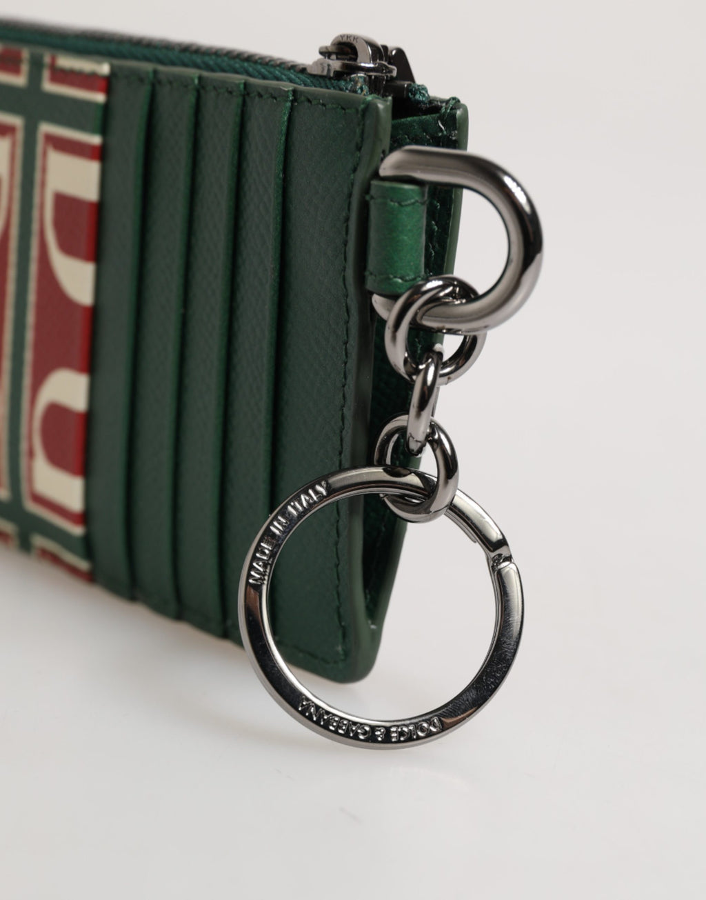 Geldbörse aus grünem Kalbsleder mit Logoprint-Monogramm und Kartenhalter