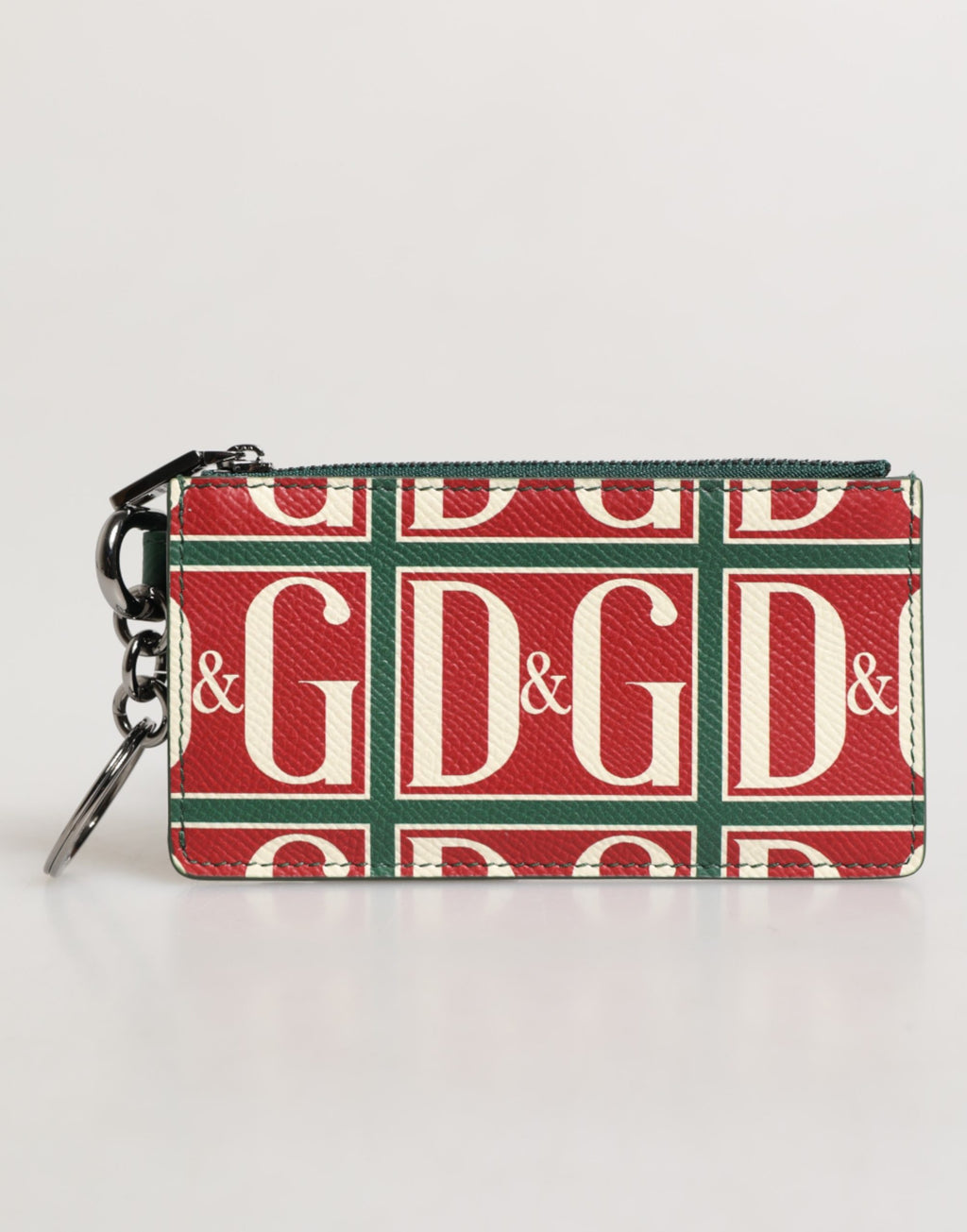 Geldbörse aus grünem Kalbsleder mit Logoprint-Monogramm und Kartenhalter