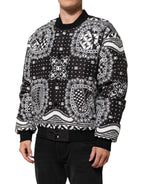 Schwarze Bomberjacke für Herren mit weißem Bandana-Print
