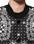 Schwarze Bomberjacke für Herren mit weißem Bandana-Print