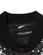 Schwarze Bomberjacke für Herren mit weißem Bandana-Print