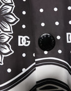 Schwarze Bomberjacke für Herren mit weißem Bandana-Print