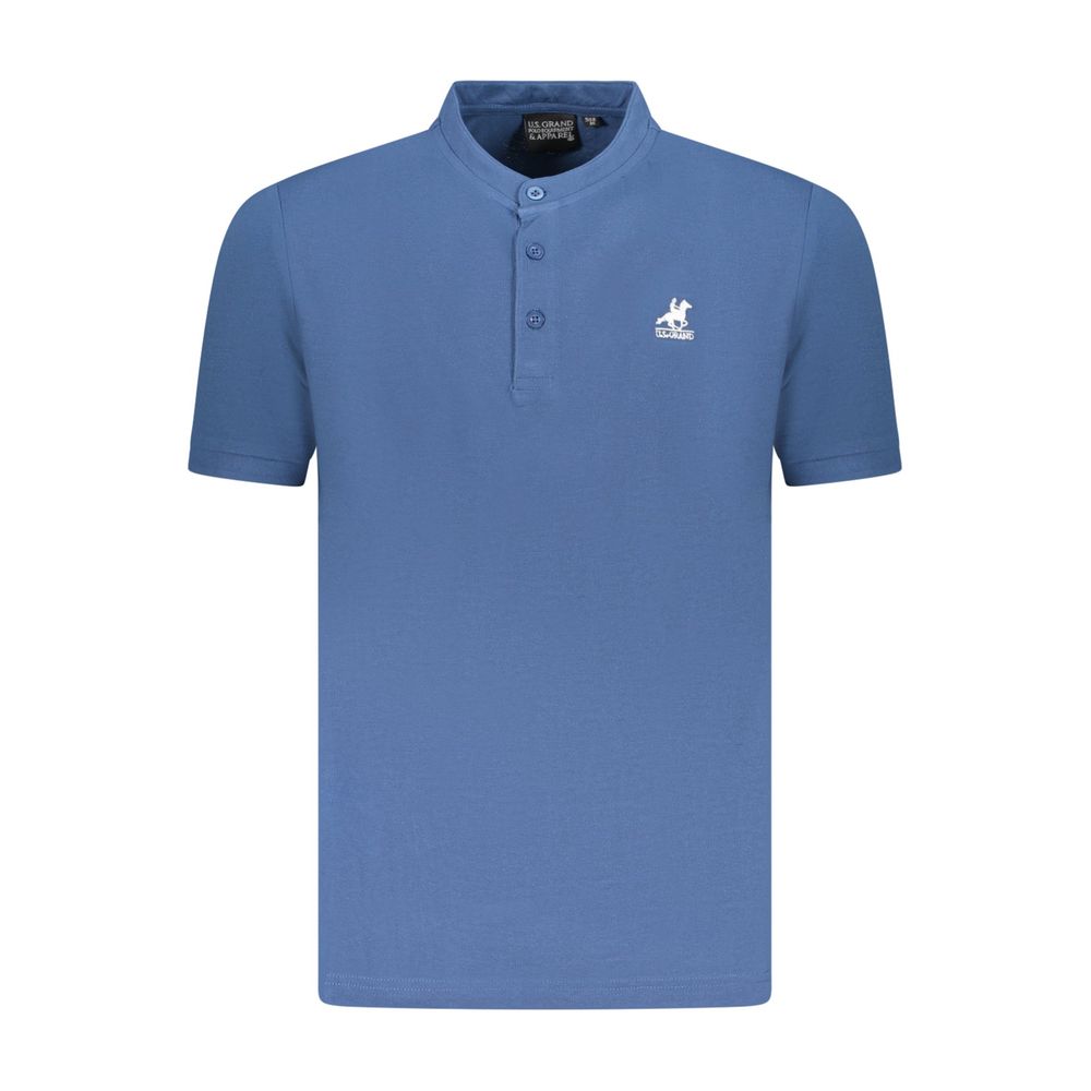 Blue Cotton Men Polo Shirt