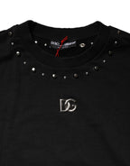 Black Embellished Cotton Sweatshirt Sweater
