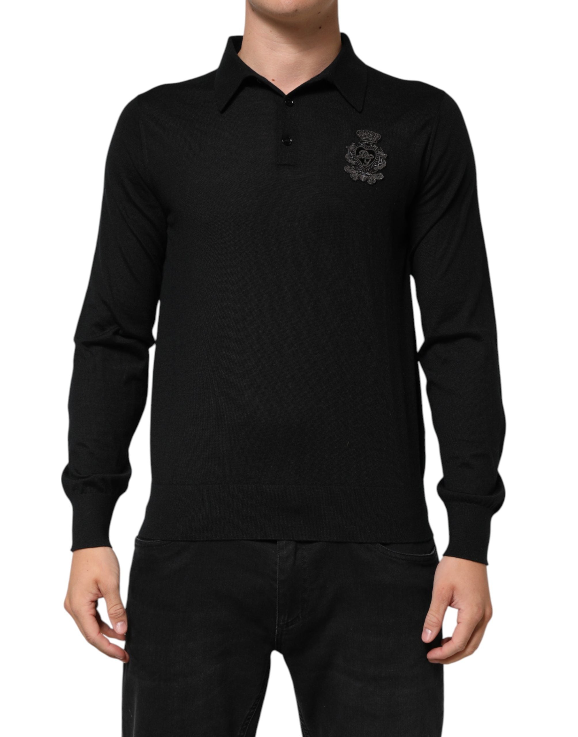 Pullover für Herren, Langarm, mit schwarzem Wappen