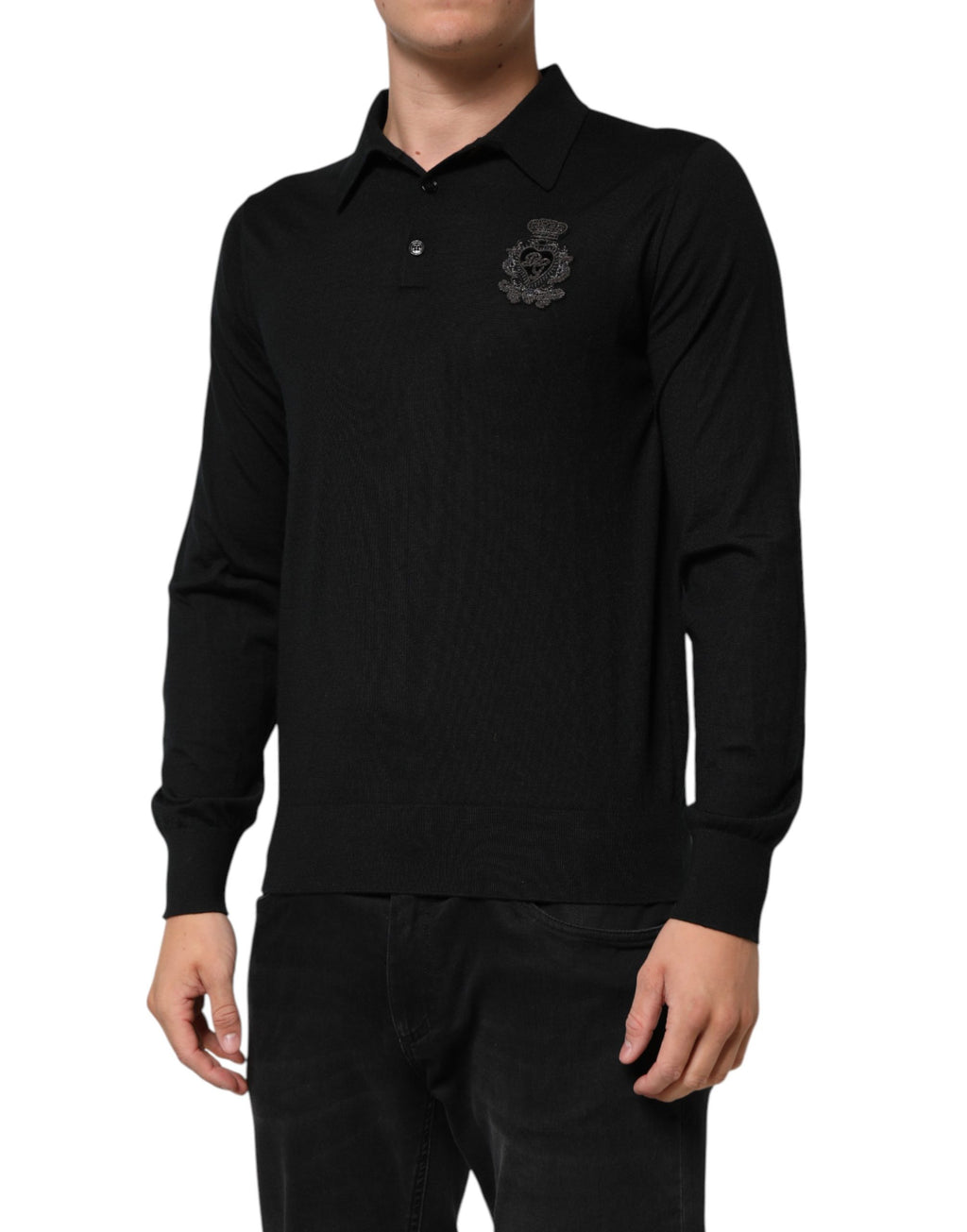 Pullover für Herren, Langarm, mit schwarzem Wappen