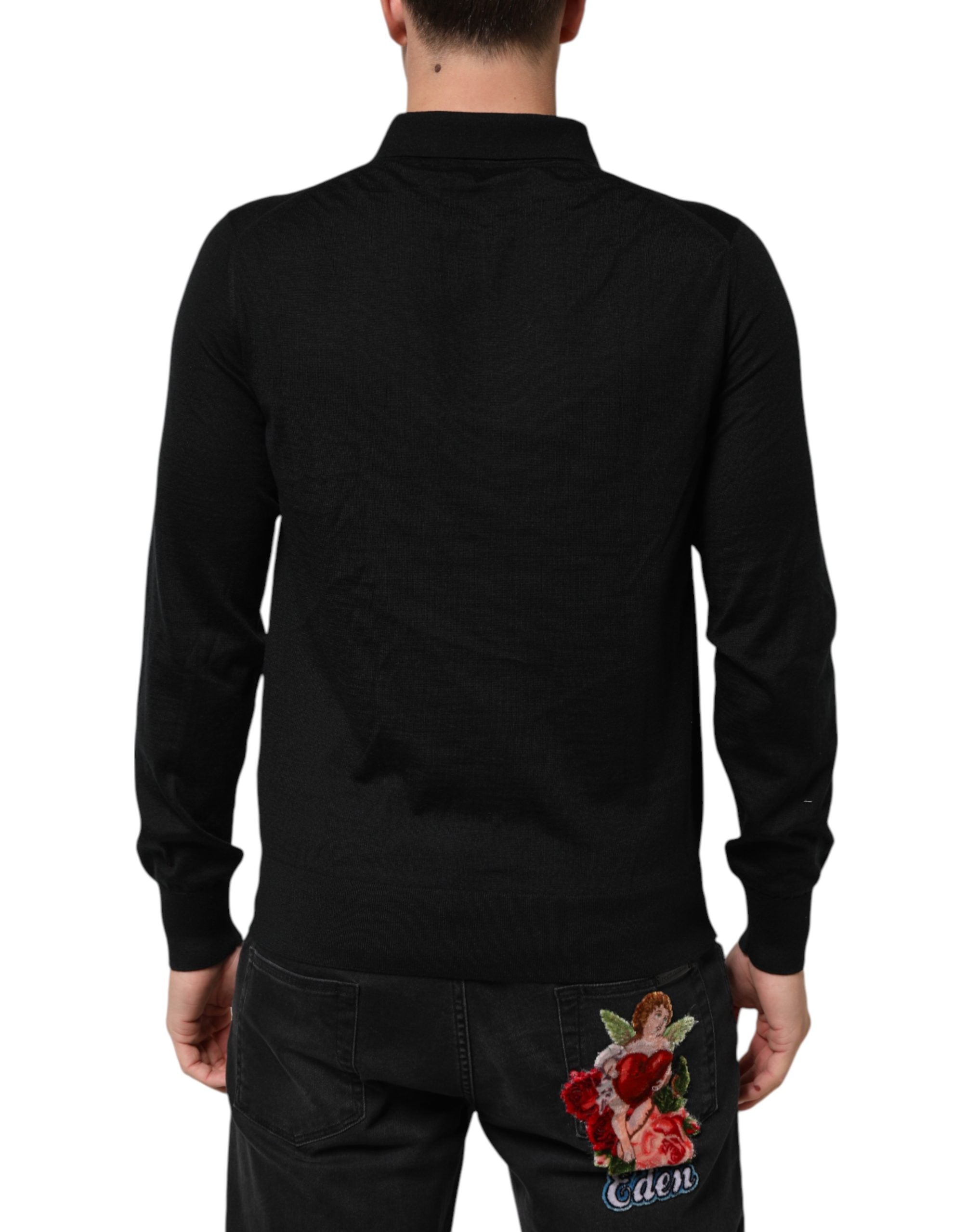 Pullover für Herren, Langarm, mit schwarzem Wappen