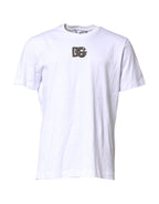 T-Shirt für Herren aus weißer Baumwolle mit DG-Logo-Stickerei