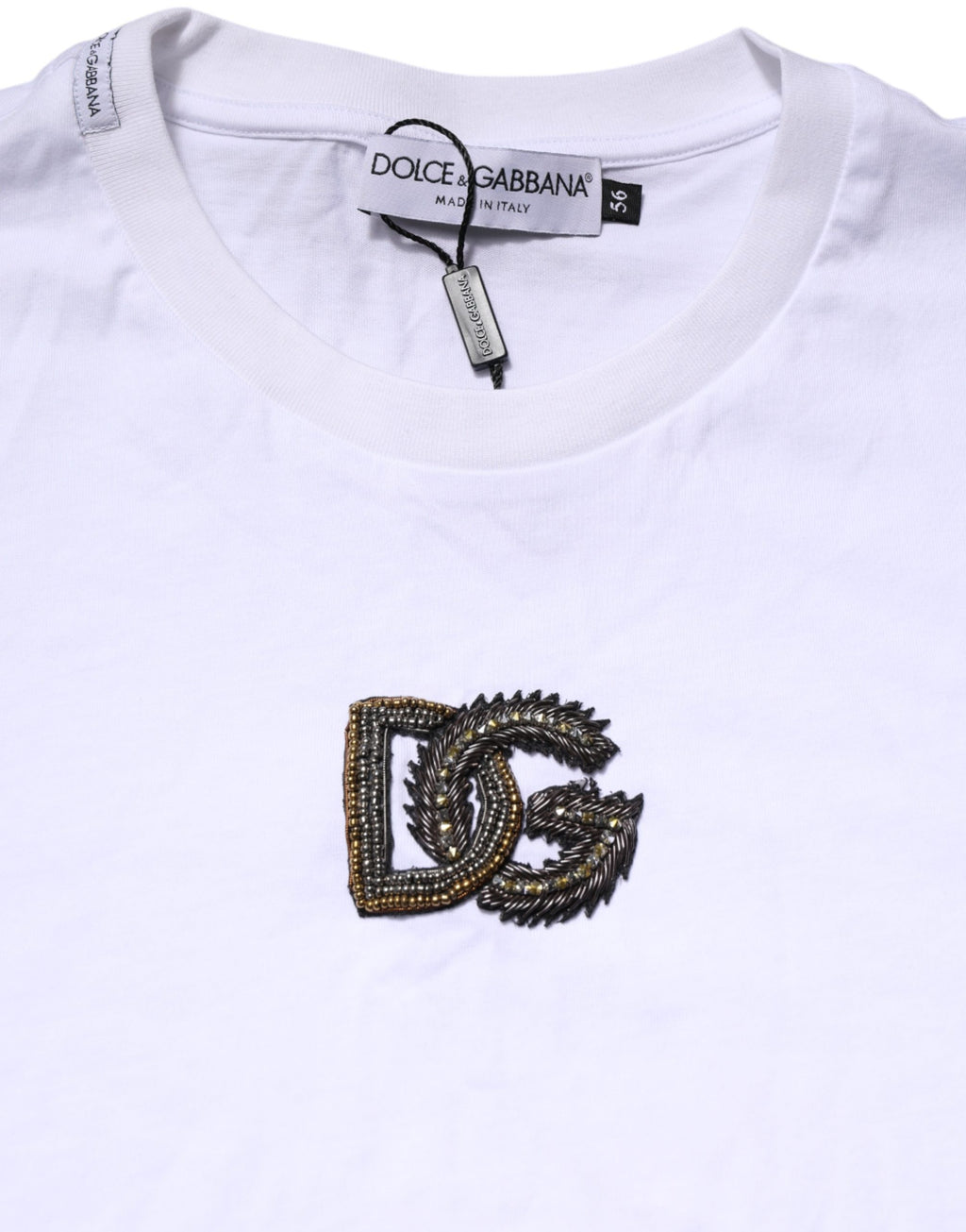 T-Shirt für Herren aus weißer Baumwolle mit DG-Logo-Stickerei