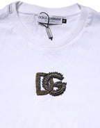T-Shirt für Herren aus weißer Baumwolle mit DG-Logo-Stickerei