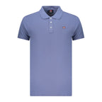Blue Cotton Men Polo