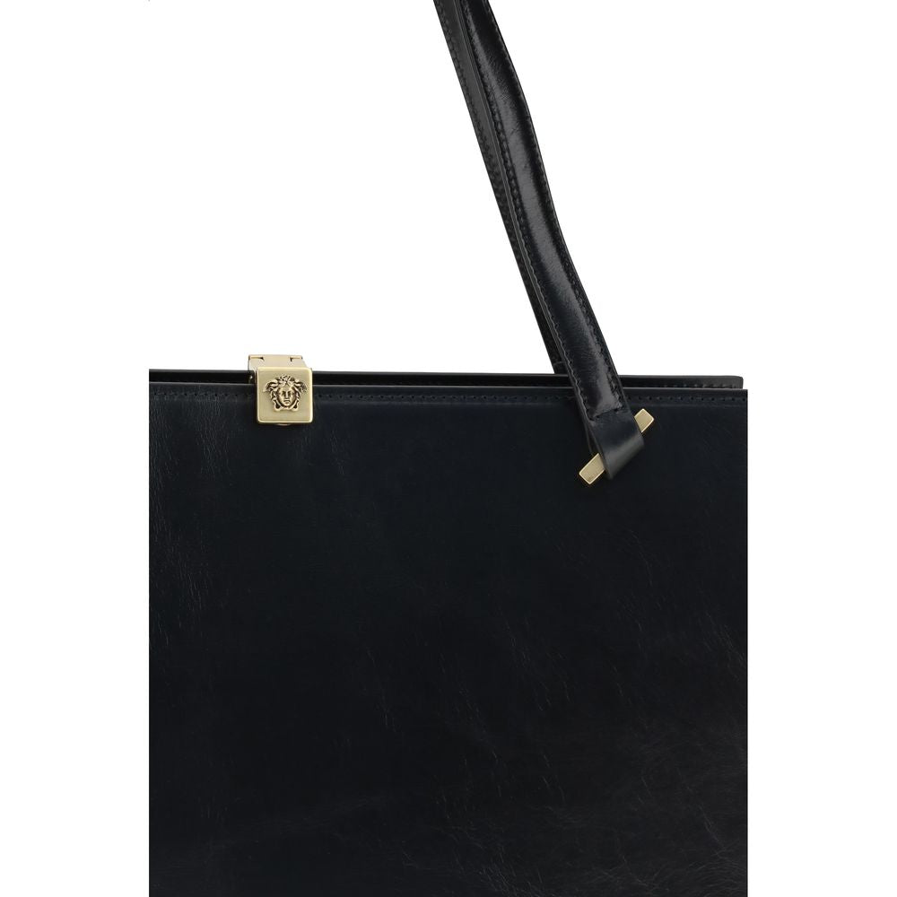 Schultertasche aus schwarzem Kalbsleder