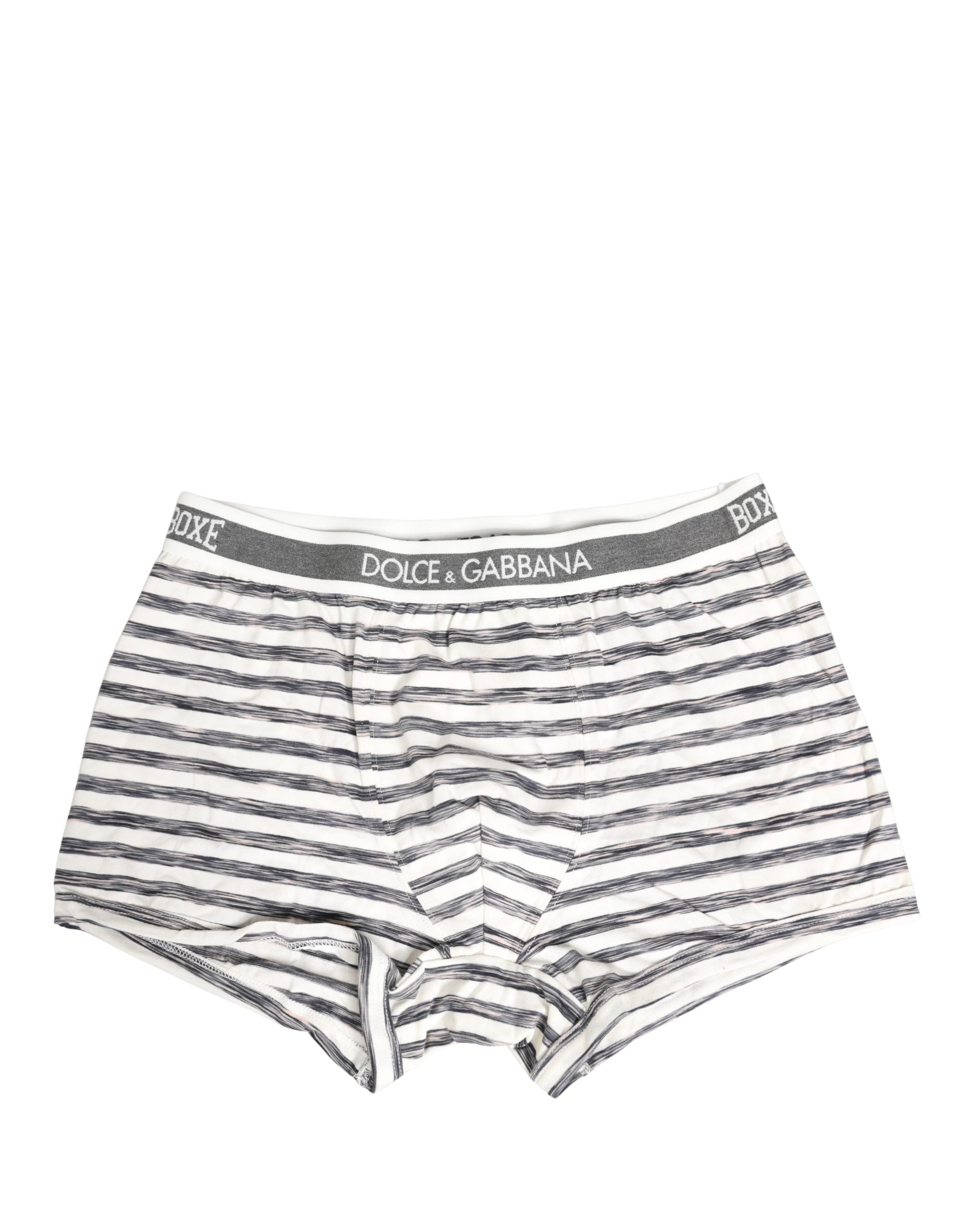 Grau Weiß Gestreifte Herren Regular Boxer Unterwäsche