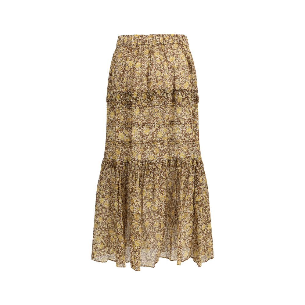 Bicolor Cotton Long Skirt