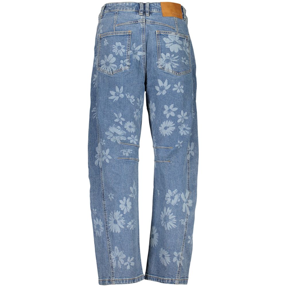 Azurblaue Damenjeans aus Baumwolle