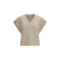 Beiger ärmelloser Pullover aus Seide