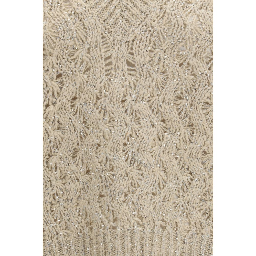 Beiger ärmelloser Pullover aus Seide