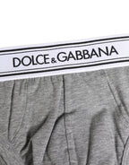 Gray Logo Waistband Men Midi Brief Underwear