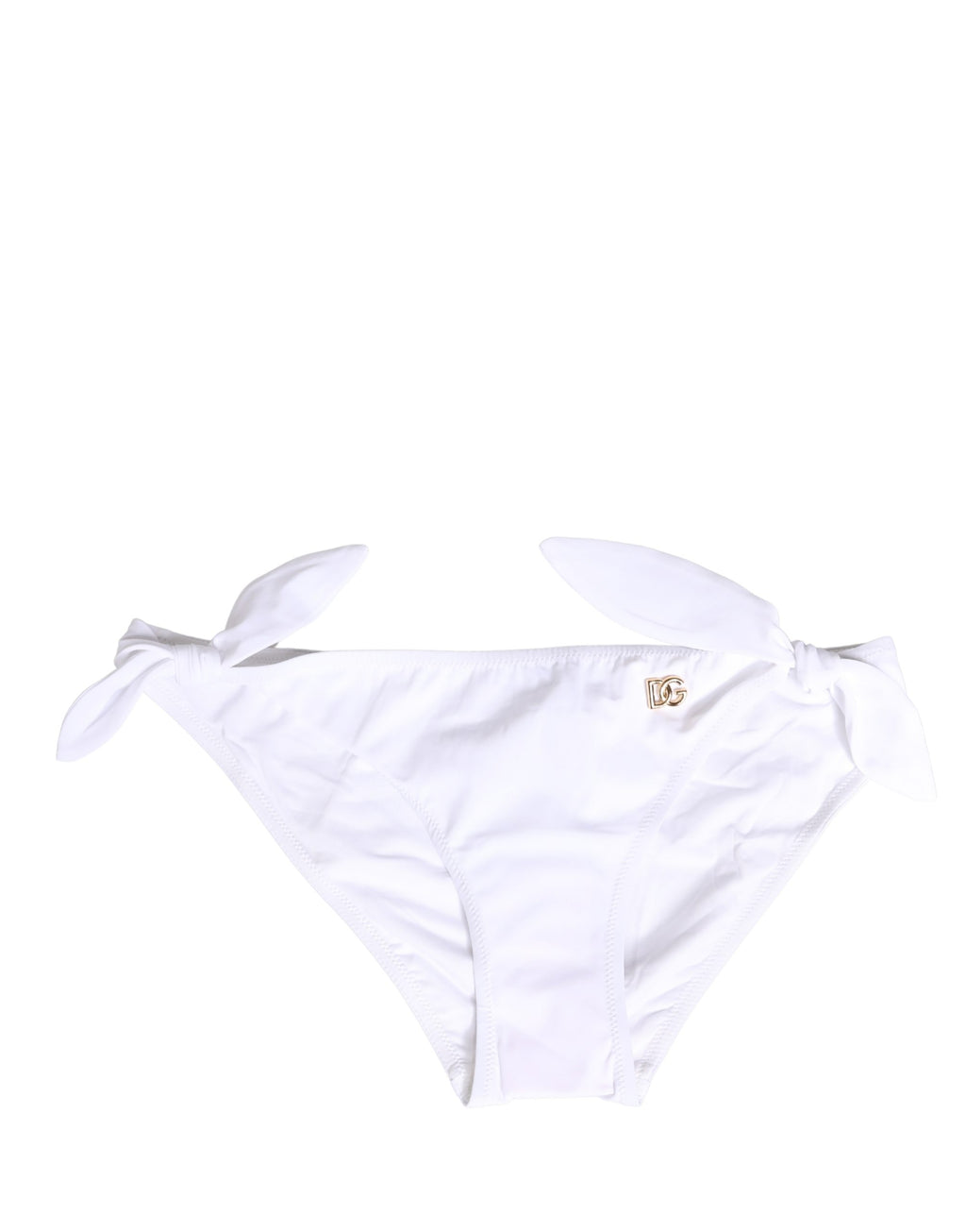 Weißes Nylon-Bikinislip mit DG-Logo und Plakette