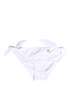 Weißes Nylon-Bikinislip mit DG-Logo und Plakette