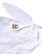 Weißes Nylon-Bikinislip mit DG-Logo und Plakette