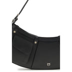 Schultertasche aus Kalbsleder, schwarz