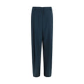 Blue Silk Casual Pants