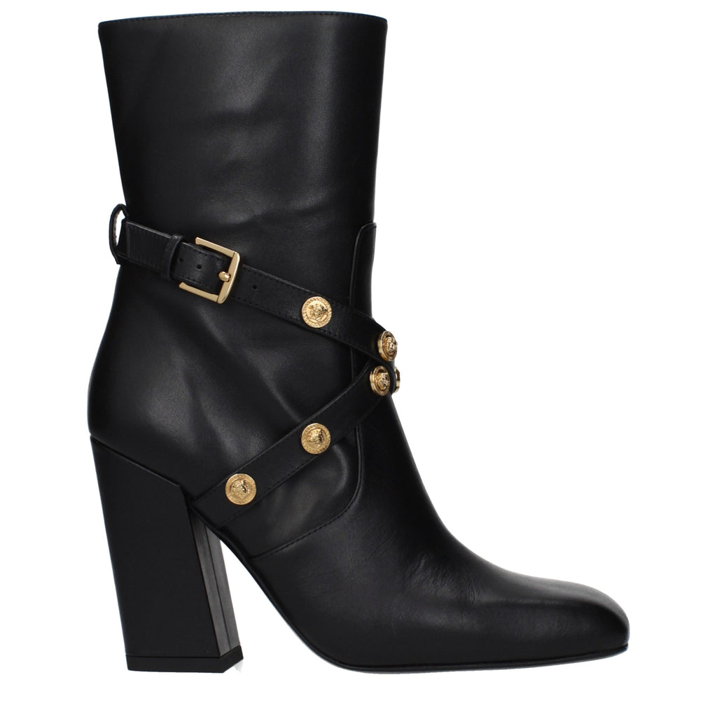 Schwarze Lederstiefeletten