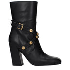 Schwarze Lederstiefeletten