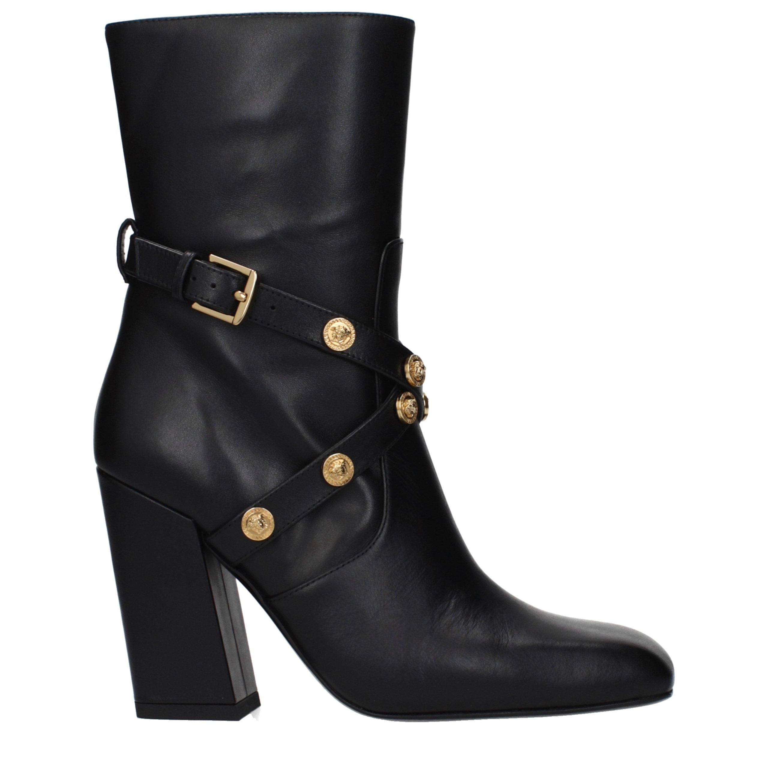 Schwarze Lederstiefeletten