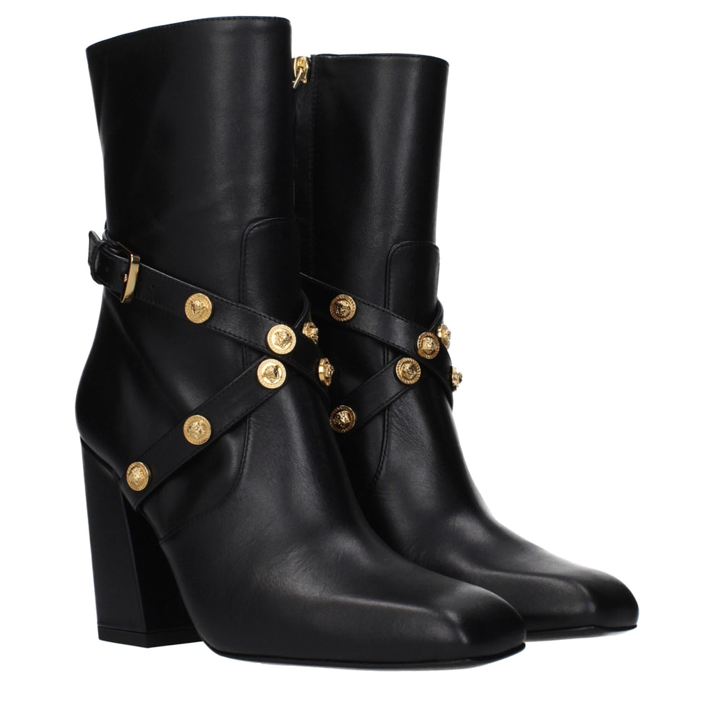 Schwarze Lederstiefeletten