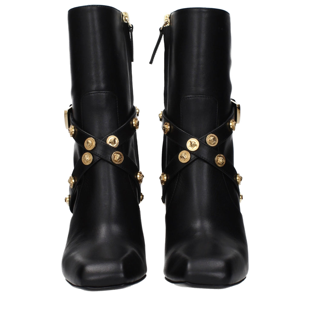 Schwarze Lederstiefeletten