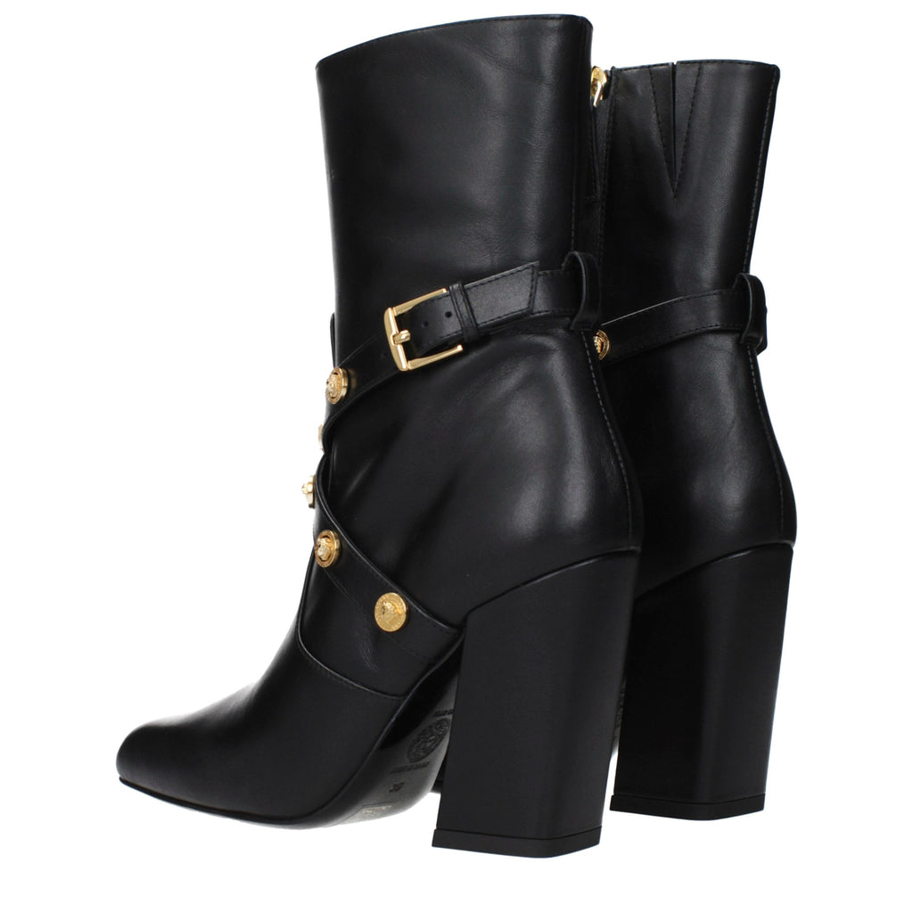 Schwarze Lederstiefeletten