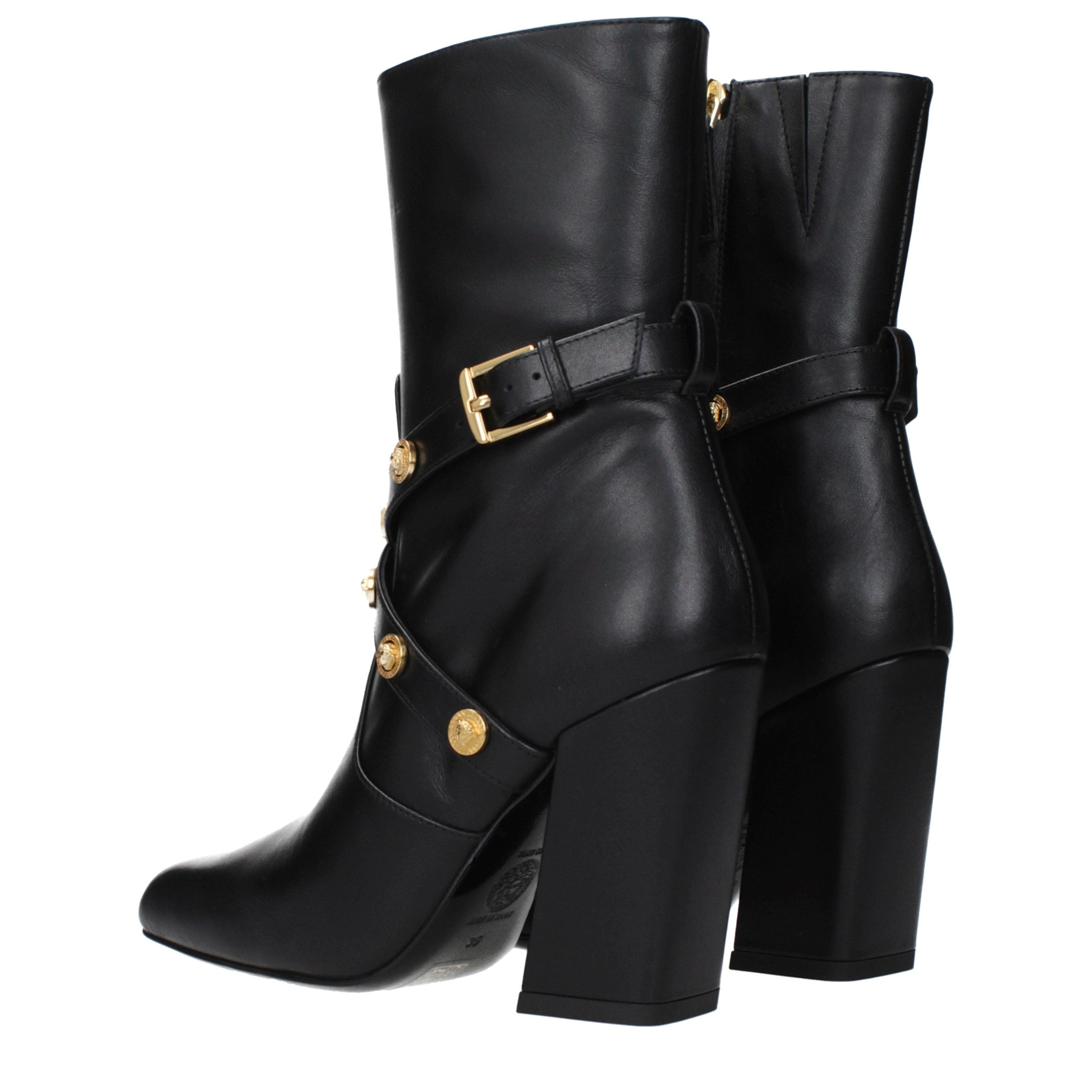 Schwarze Lederstiefeletten