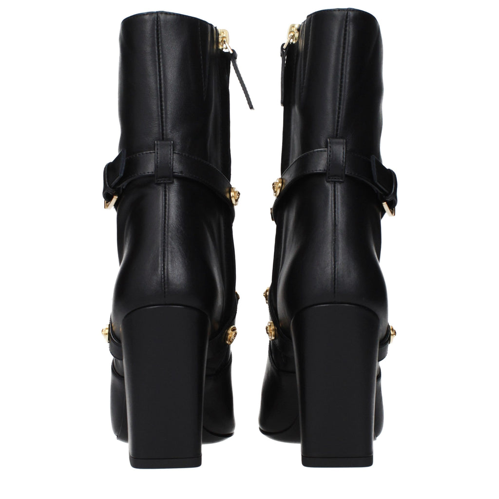 Schwarze Lederstiefeletten