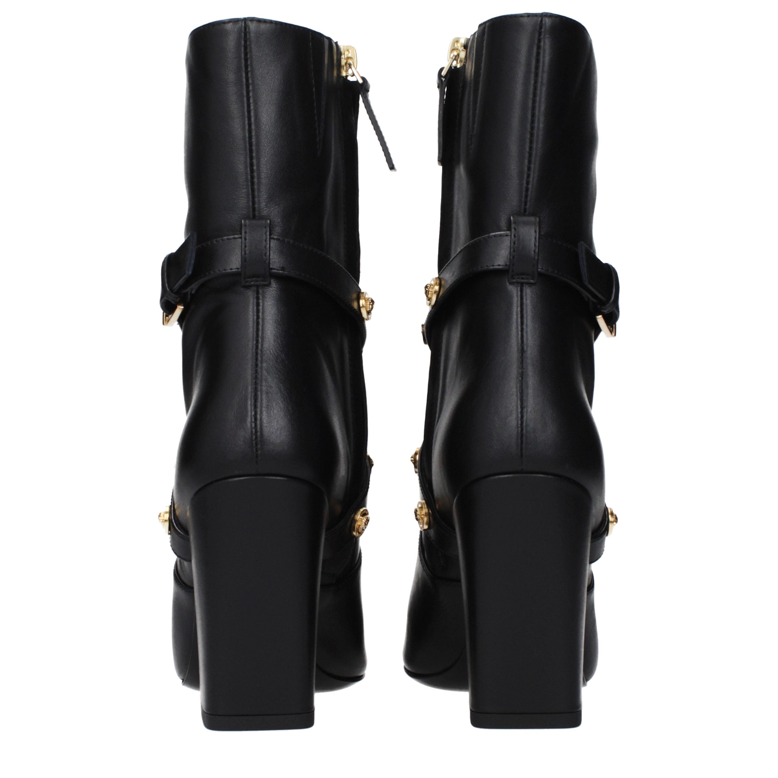 Schwarze Lederstiefeletten