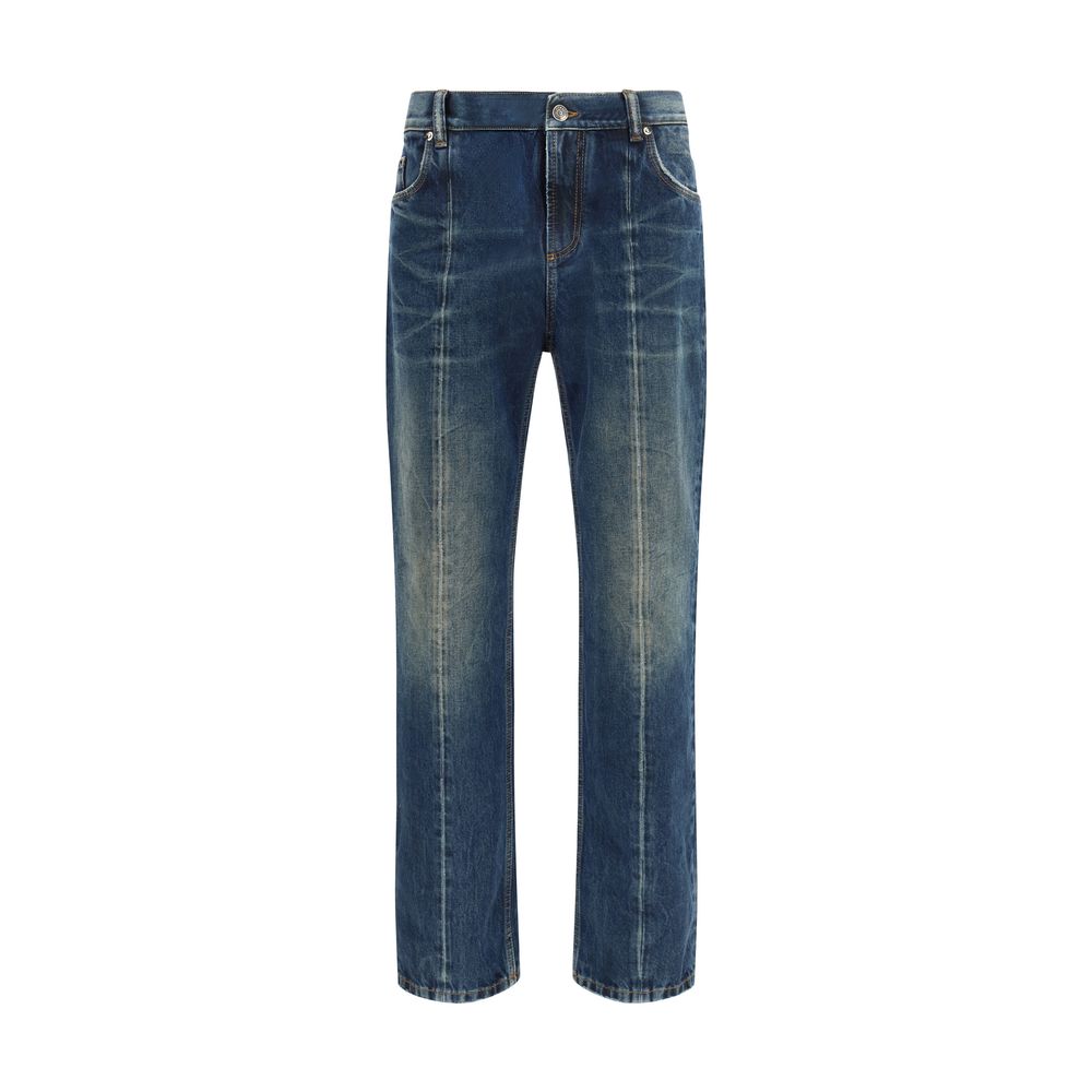 Gerade geschnittene Jeans aus blauer Baumwolle
