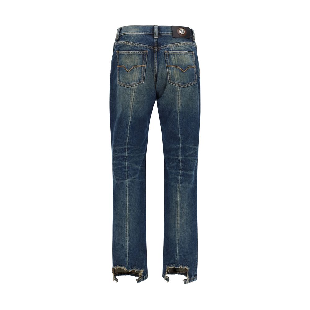 Gerade geschnittene Jeans aus blauer Baumwolle